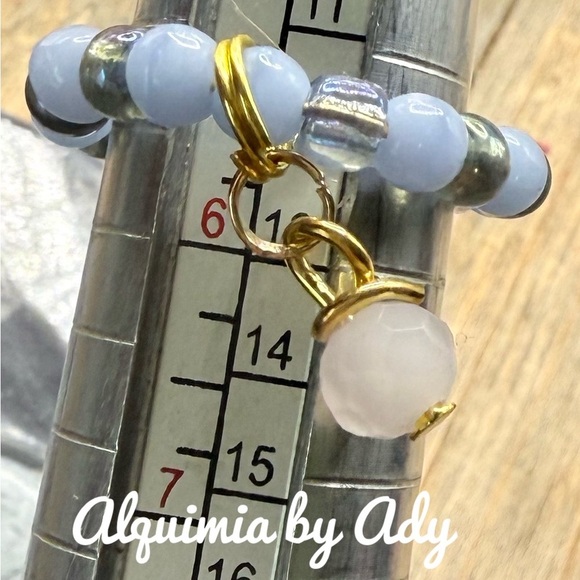 Alquimia Blue and Gold Chalcedony Bracelet with Gold Accents - Picture 2 of 2